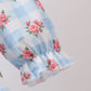 Blue Floral Ruffle Dress