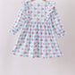 Blue Floral Ruffle Dress