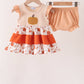 Floral Pumpkin Embroidery Ruffle Bloomer Set