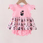 Pink Cat Embroidery Ruffle Bubble