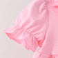 Pink Cat Embroidery Ruffle Bloomer Set