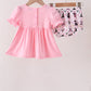 Pink Cat Embroidery Ruffle Bloomer Set