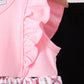 Pink Cat Embroidery Ruffle Pants Set