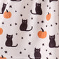 Pink Pumpkin Cat Embroidery Pants Set