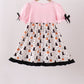 Pink Pumpkin Cat Embroidery Dress
