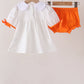 Orange Pumpkin Bow Embroidery Bloomer Set