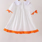 Orange Pumpkin Bow Embroidery Ruffle Dress