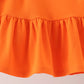 Orange Pumpkin Bow Embroidery Ruffle Skorts Set