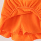 Orange Pumpkin Bow Embroidery Ruffle Skorts Set
