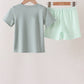 Green Pumpkin Embroidery Gingham Shorts Set