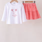 White Cheerleader Embroidery Gingham Skorts Set