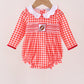 Red Football Smocked Gingham Bubble