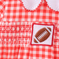Red Football Smocked Gingham Bubble