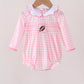 Pink Football Smocked Gingham Bubble