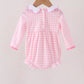 Pink Football Smocked Gingham Bubble
