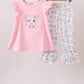 Pink Piggy Applique Ruffle Pants Set