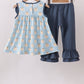 Blue Pumpkin Embroidery Ruffle Pants Set