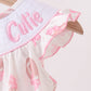 Pink Touchdown Smocked Ruffle Bubble