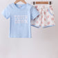 Blue Touchdown Embroidery Football Shorts Set
