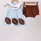 Blue Stripe Football French Knot Bloomer Set