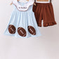 Blue Stripe Football French Knot Ruffle Shorts Set