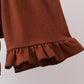 Blue Stripe Football French Knot Ruffle Shorts Set