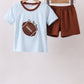 Blue Stripe Football French Knot Shorts Set