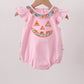 Pink Jack-O-Lantern Applique Ruffle Bubble
