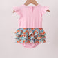 Pink Jack-O-Lantern Applique Ruffle Bubble