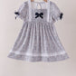 Navy Floral Bow Smocked Dress