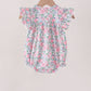 Blue Floral Smocked Ruffle Bubble
