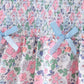 Blue Floral Smocked Ruffle Pants Set