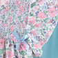 Blue Floral Smocked Ruffle Pants Set