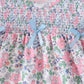 Blue Floral Smocked Ruffle Dress