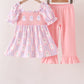Purple Ghost Smocked Ruffle Pants Set