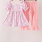 Purple Ghost Smocked Ruffle Pants Set