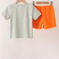 Green Pumpkin Smocked Shorts Set