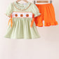 Green Pumpkin Smocked Ruffle Shorts Set