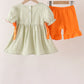 Green Pumpkin Smocked Ruffle Shorts Set