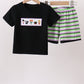 Black witch embroidery stripe shorts set