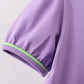 Purple witch applique stripe ruffle shorts set