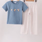 Teal Duck Embroidery Gingham Pants Set