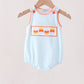 Blue Gingham Candy Corn Embroidery Bubble