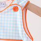 Blue Gingham Candy Corn Embroidery Bubble
