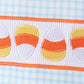 Blue Gingham Candy Corn Embroidery Shorts Set