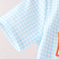Blue Gingham Candy Corn Embroidery Shorts Set