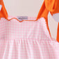Pink Gingham Candy Corn Ruffle Shorts Set