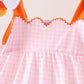 Pink Gingham Candy Corn Ruffle Shorts Set