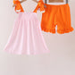 Pink Gingham Candy Corn Ruffle Shorts Set