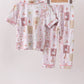 Pink Goose Bow Checkered Bamboo Pajama Set